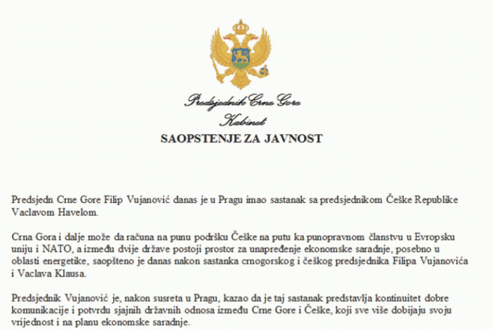 saopstenje vaclav
