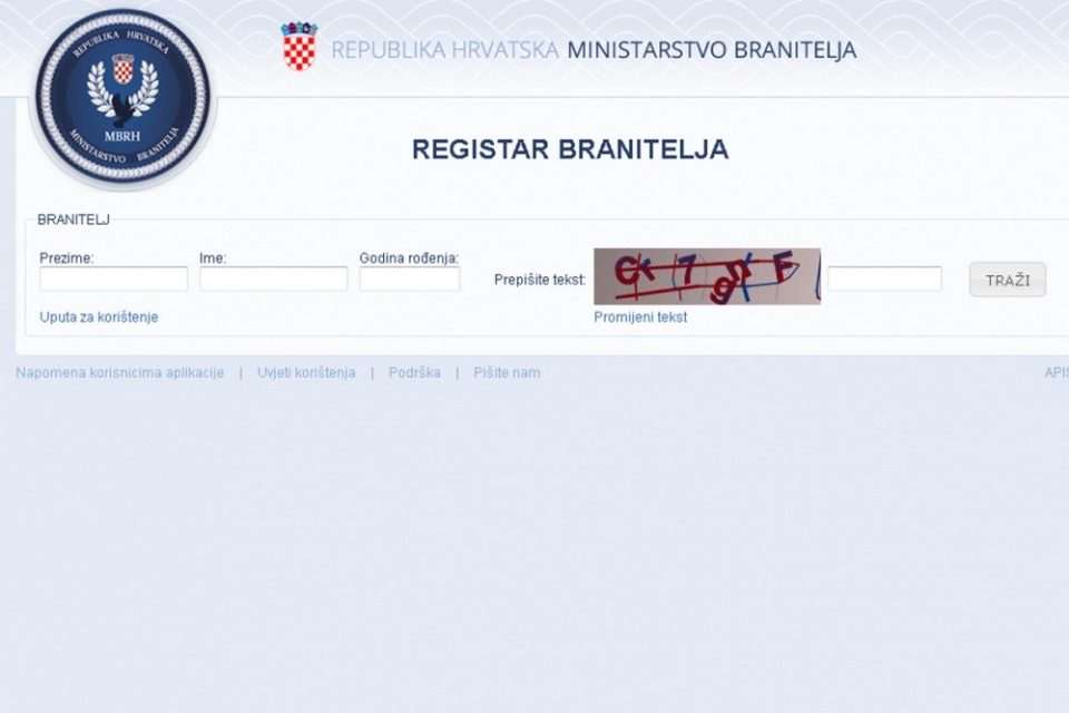 registar branitelja