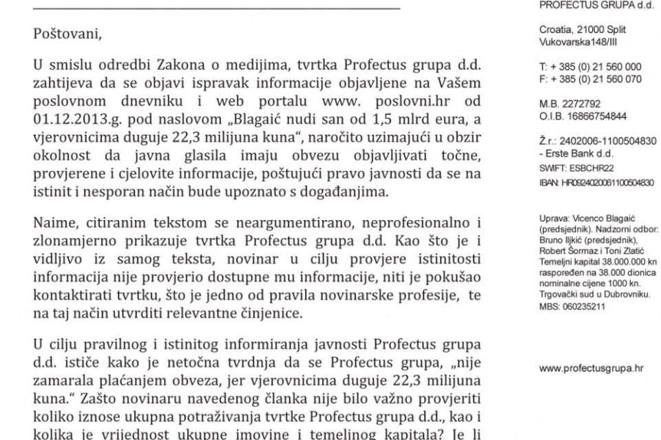 ispravak blagaic
