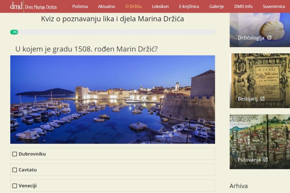 RAZNOLIKI SADRŽAJI Dom Marina Držića pridružio se on line proslavi Međunarodnog dana muzeja
