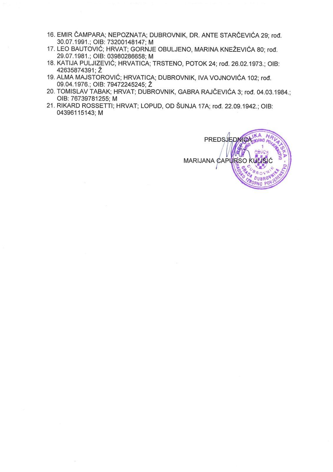 Kandidacijske liste za izbor clanova Gradskog vijeca Grada Dubrovnika page 004