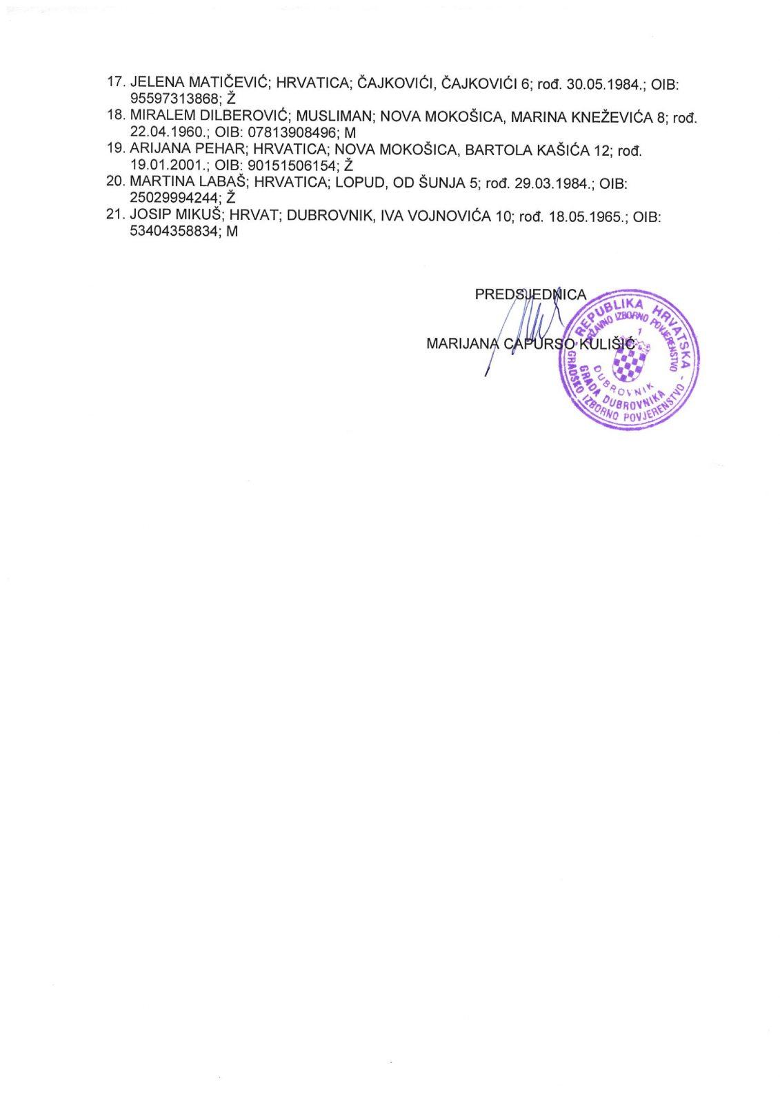 Kandidacijske liste za izbor clanova Gradskog vijeca Grada Dubrovnika page 012