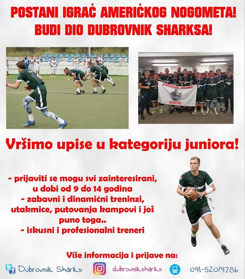 POSTANI DIO DUBROVNIK SHARKSA! Klub američkog nogometa upisuje nove članove u juniorsku ekipu 1 Dubrovnik Sharks upisi juniori
