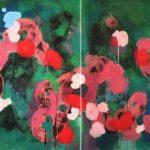 dubravka tullio Pelargonium kombinirana tehnika na platnu 240 x120 cm 2021.