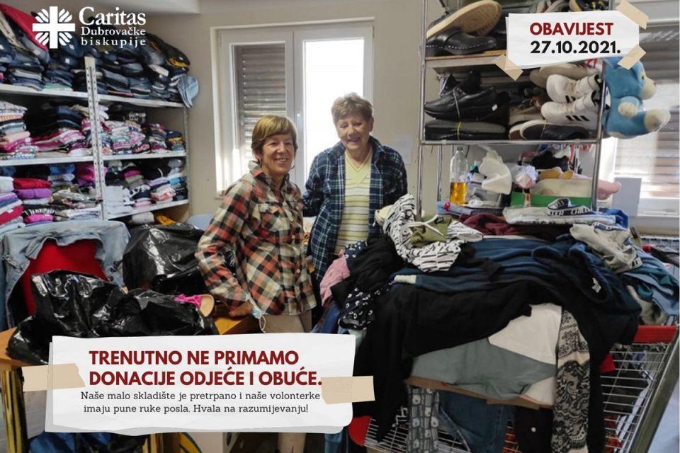 DUBROVAČKI CARITAS 'Trenutačno ne primamo donacije odjeće i obuće'