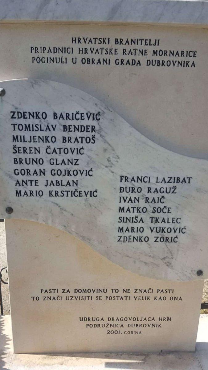 Spomen ploca braniteljima na Batali