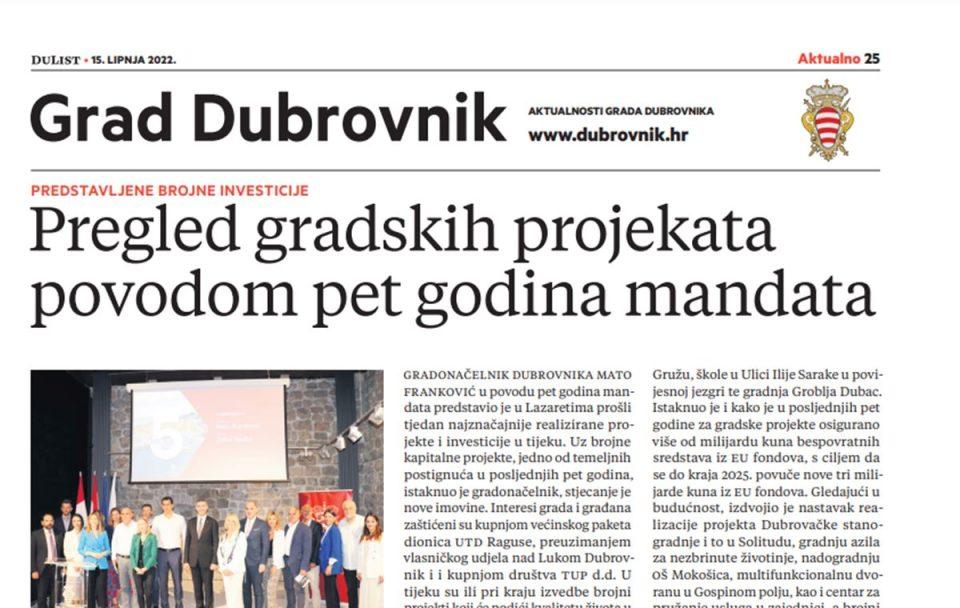 tjedni pregled gradskih projekata