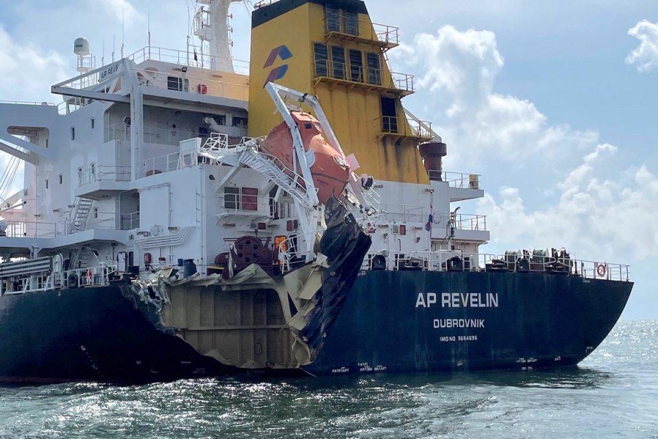 U AMERIČKOJ LUCI Pogledajte štetu na brodu AP Revelin nakon sudara s nizozemskim 'Damgrachtom'