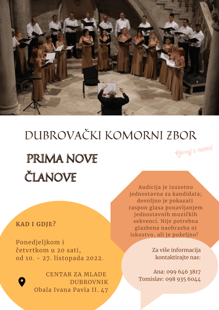 Dubrovacki komorni zbor prima nove clanove