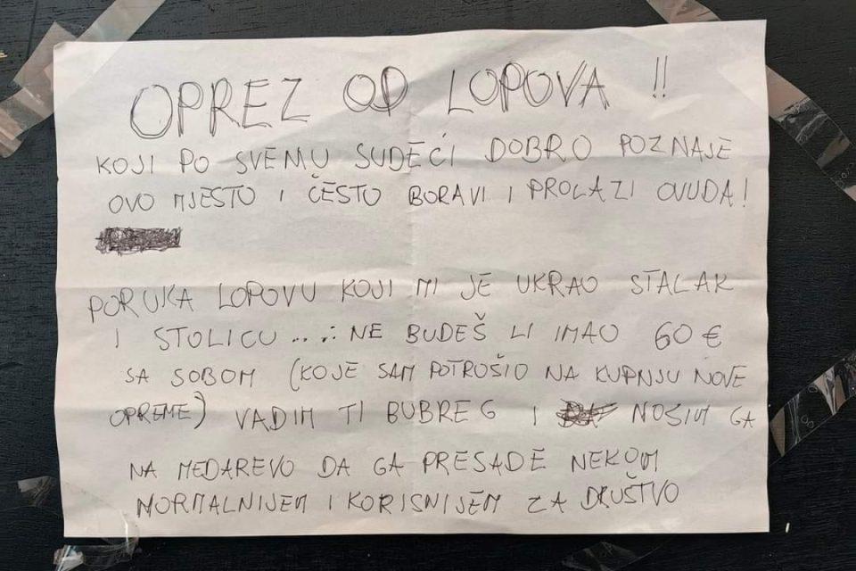 brutalna poruka oprez od lopova grupa gradski korat grad