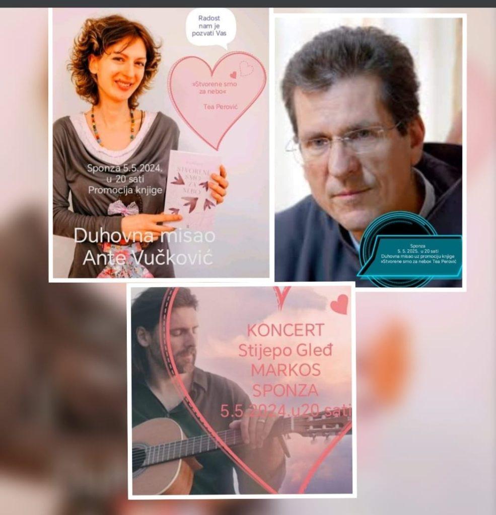 Pozivnica Promocija knjige Stvoreni smo za nebo i koncert Stijepa Gleda Markosa