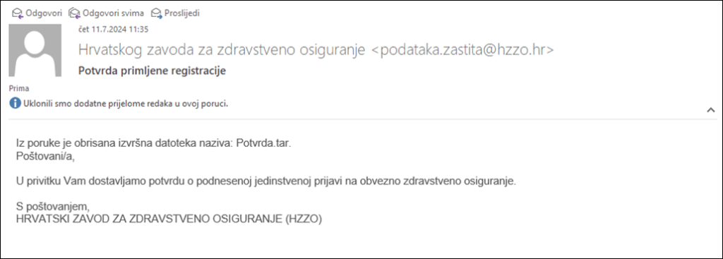 primjer laznog maila HZZO