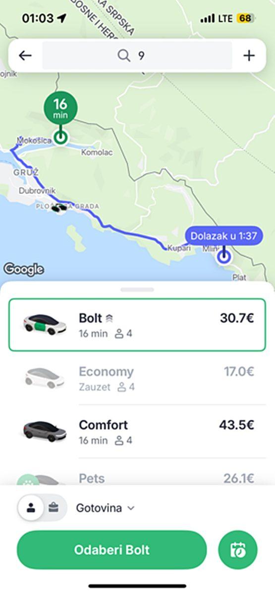 bolt cijena voznje
