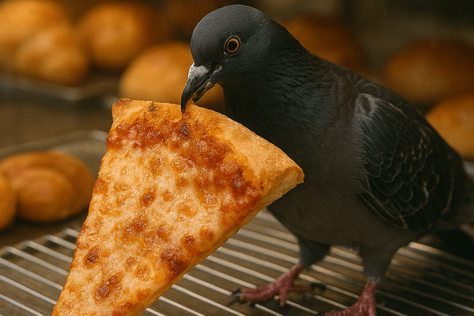 ai golub jede pizzu
