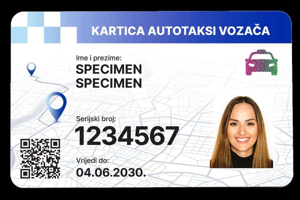 kartica autotaksi vozaca prednja