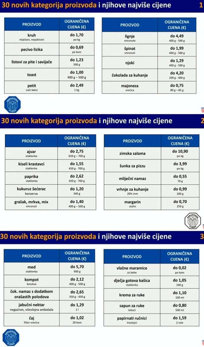 Vlada ograničila cijene na dodatnih 30 proizvoda 1 ogranicavanje cijena 30 proizvoda popis vlada rh 1