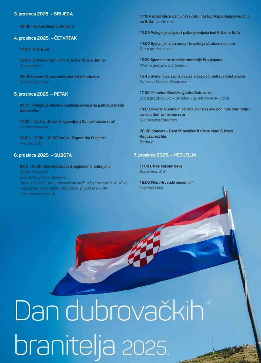 OD 3. DO 7. PROSINCA Dubrovnik obilježava Dan branitelja nizom događanja 1 Dan dubrovackih branitelja program