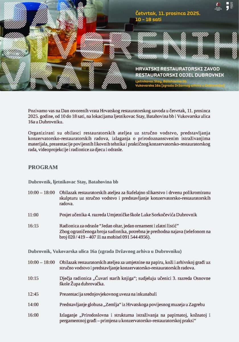 Dan otvorenih vrata restauratorskog odjela Dubrovnik 1 pozivnica txt 25