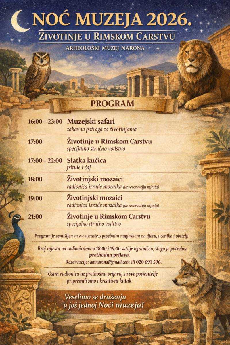Muzejski safari i radionice mozaika: Noć muzeja u Naroni za cijelu obitelj 1 NM 2026 PROGRAM 1