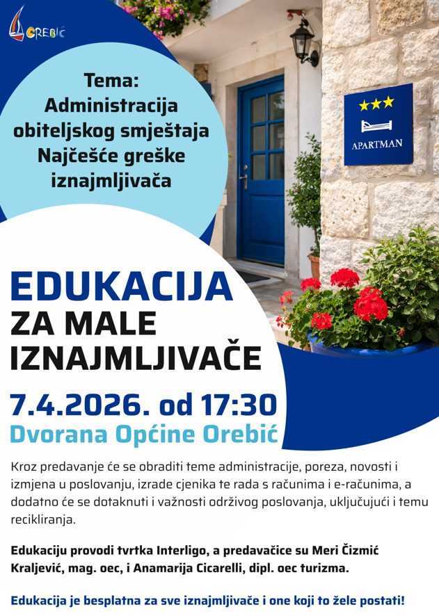 edukacija za male iznajmljivace u Orebicu