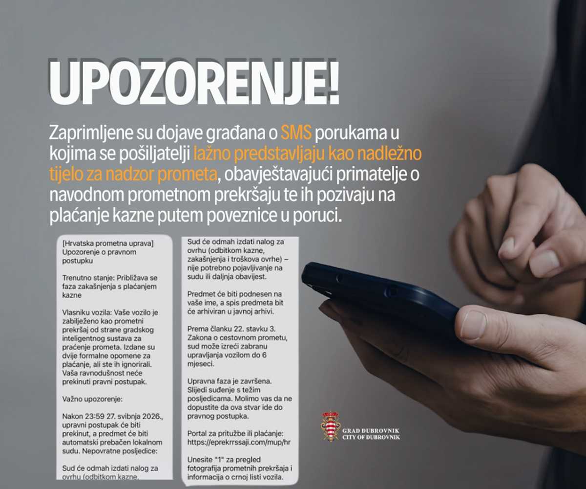 upozorenje grada lazne sms poruke