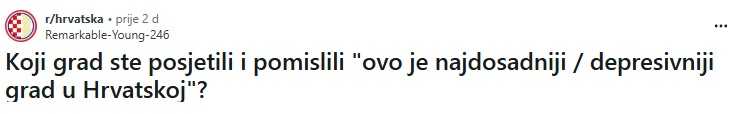 PLOČE NA VRHU TUŽNE LISTE Hrvati izabrali 'najdepresivniji' grad u državi 1 hrvatska reddit